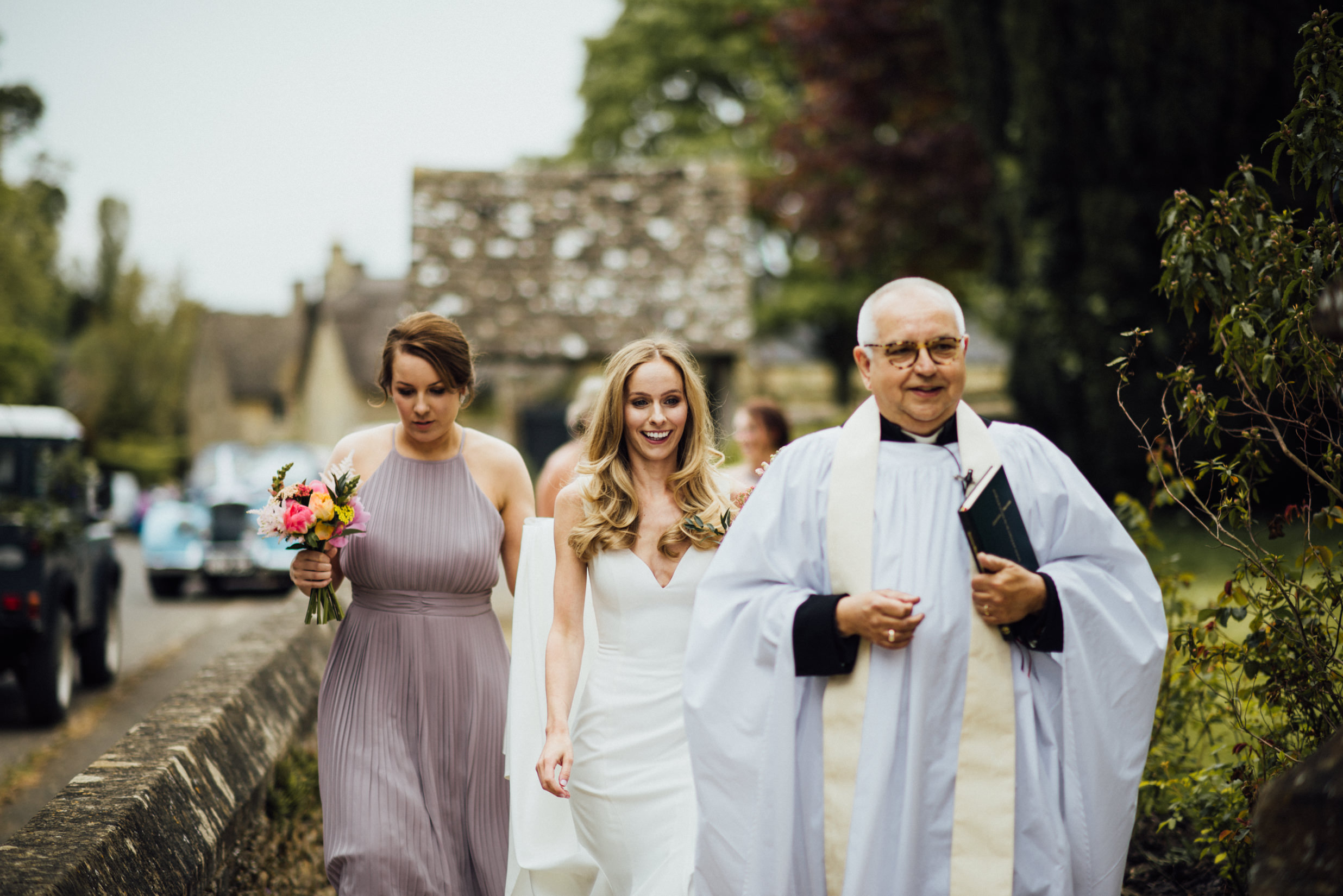 church wedding, grey bridesmaids dress, cotswolds wedding photographer, alternative wedding photographer