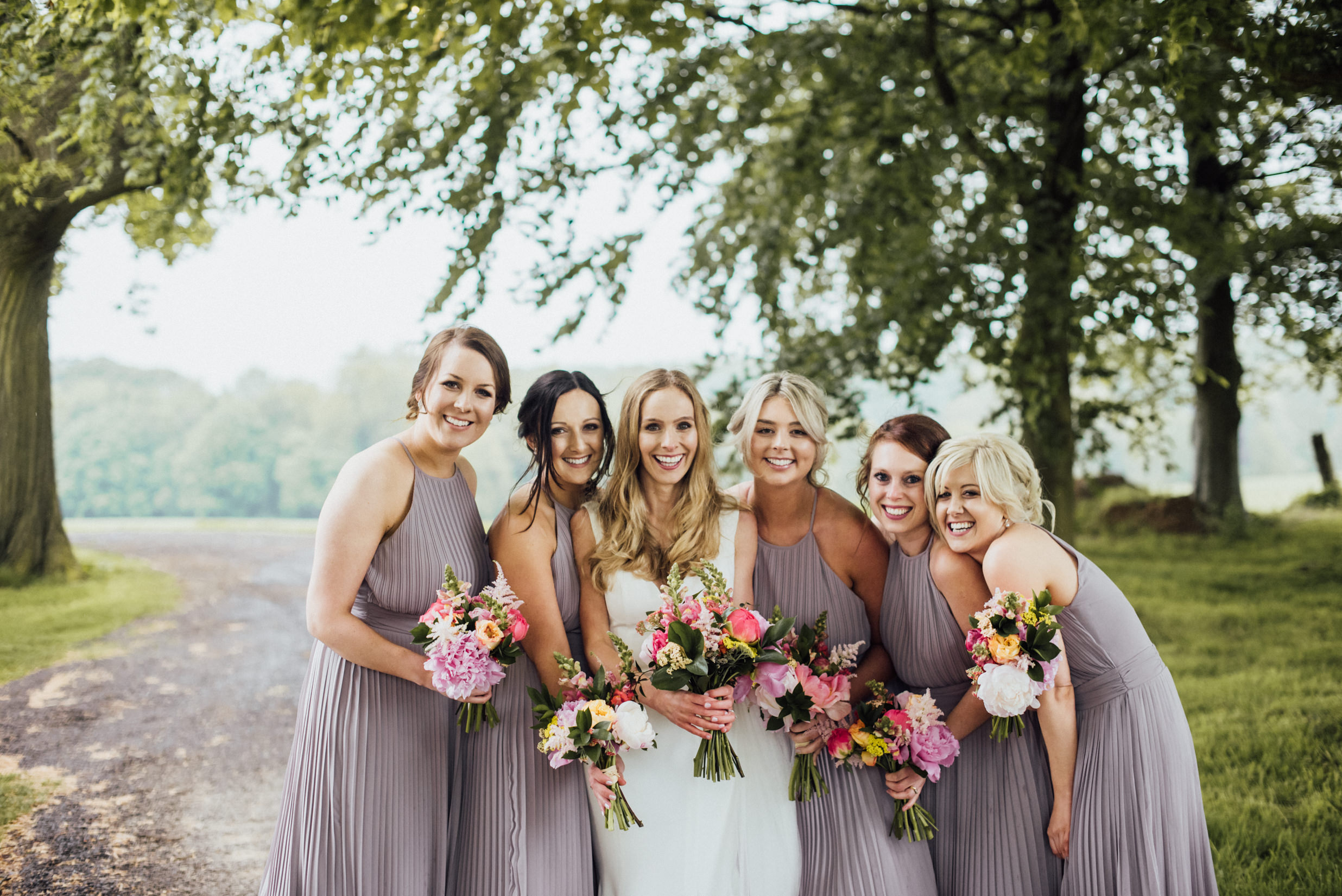 bride, bridesmaids, squad, cotswolds wedding photographer, alternative wedding photographer