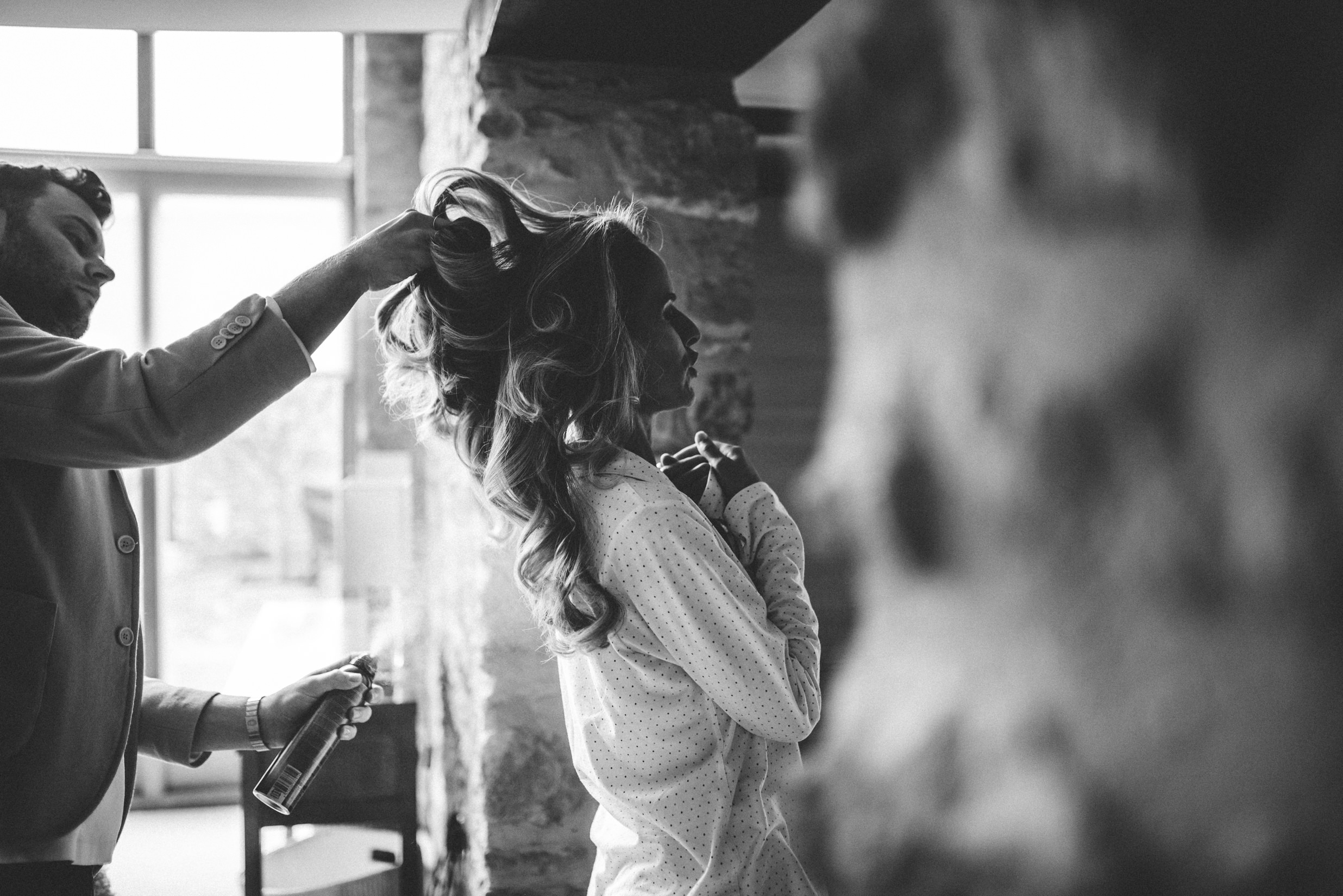 bride hairdresser, cotswolds wedding photographer, alternative wedding photographer