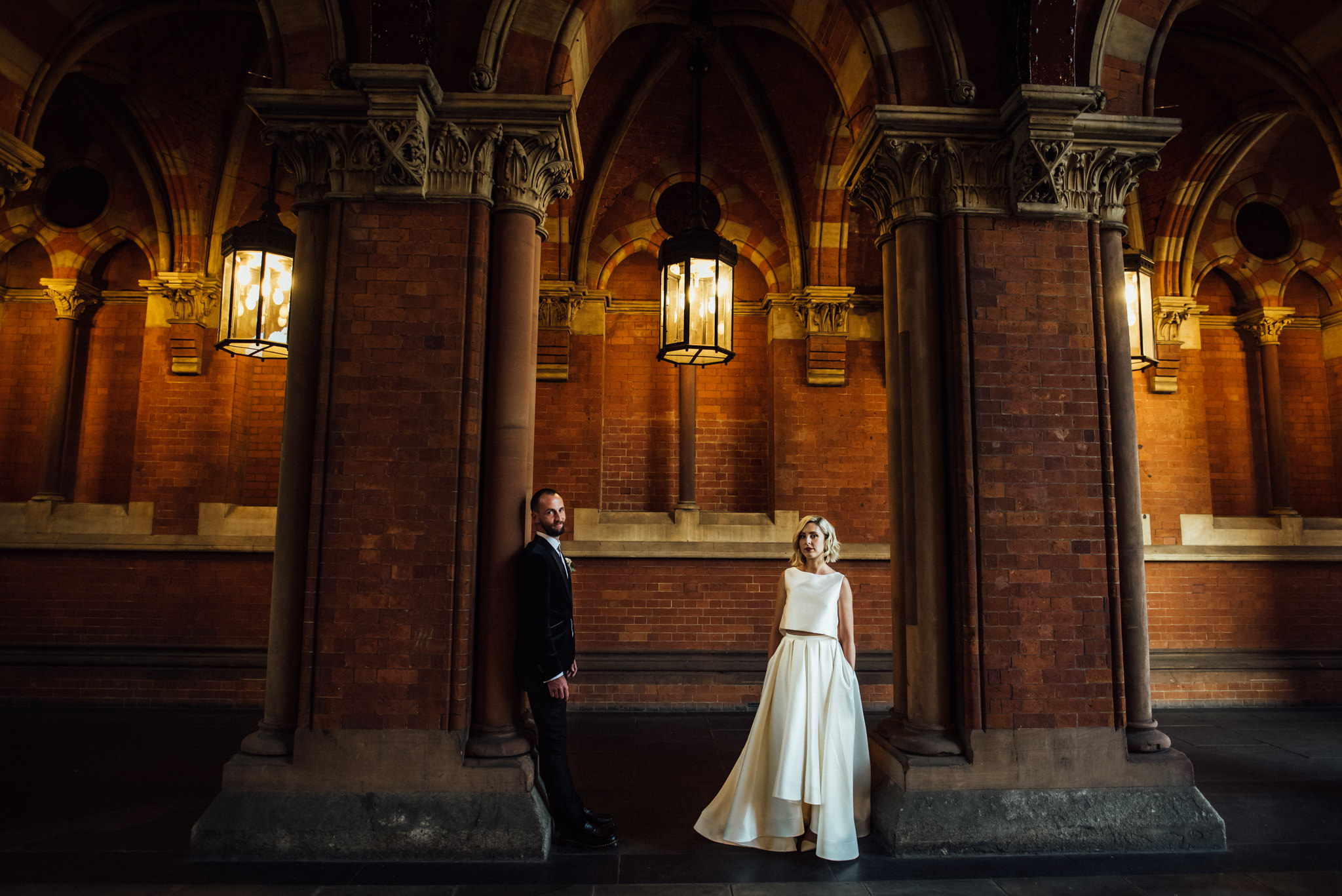St Pancras wedding, wedding two piece, cool wedding dress, wedding skirt and top