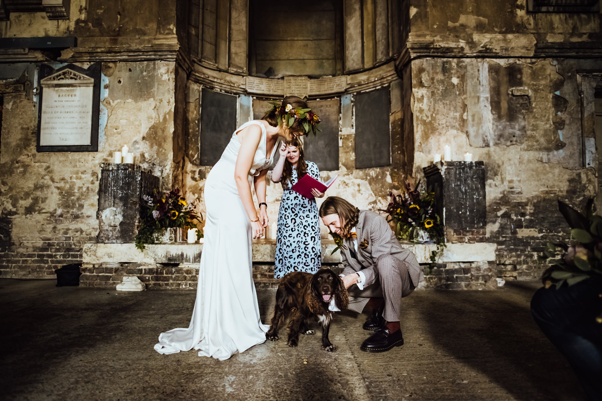 wedding dog, asylum chapel wedding, peckham wedding, london wedding venue