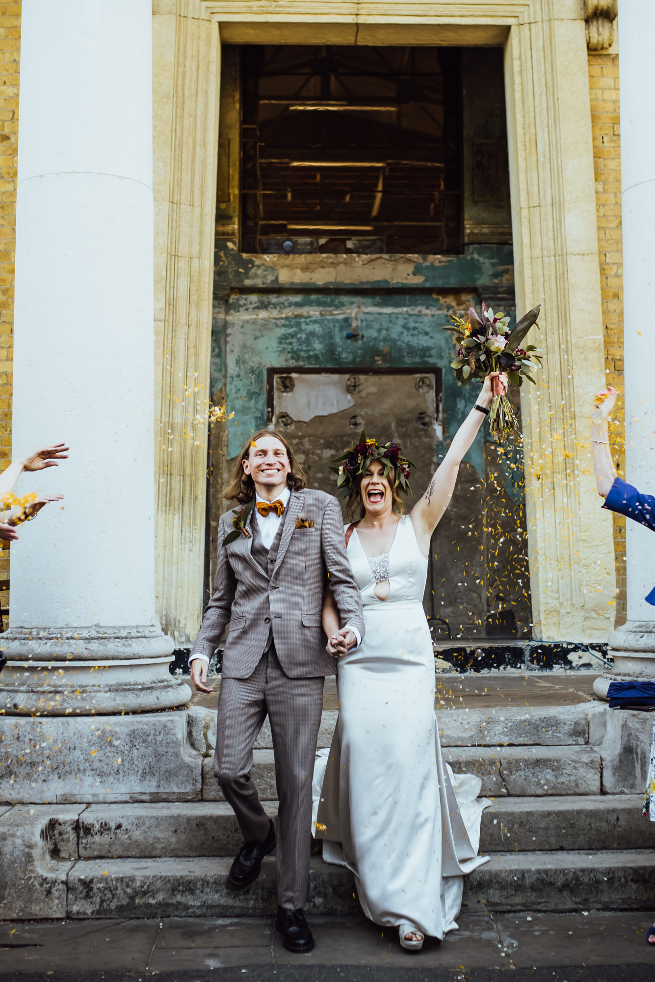 asylum chapel wedding, peckham wedding, colourful wedding, london wedding venue, confetti