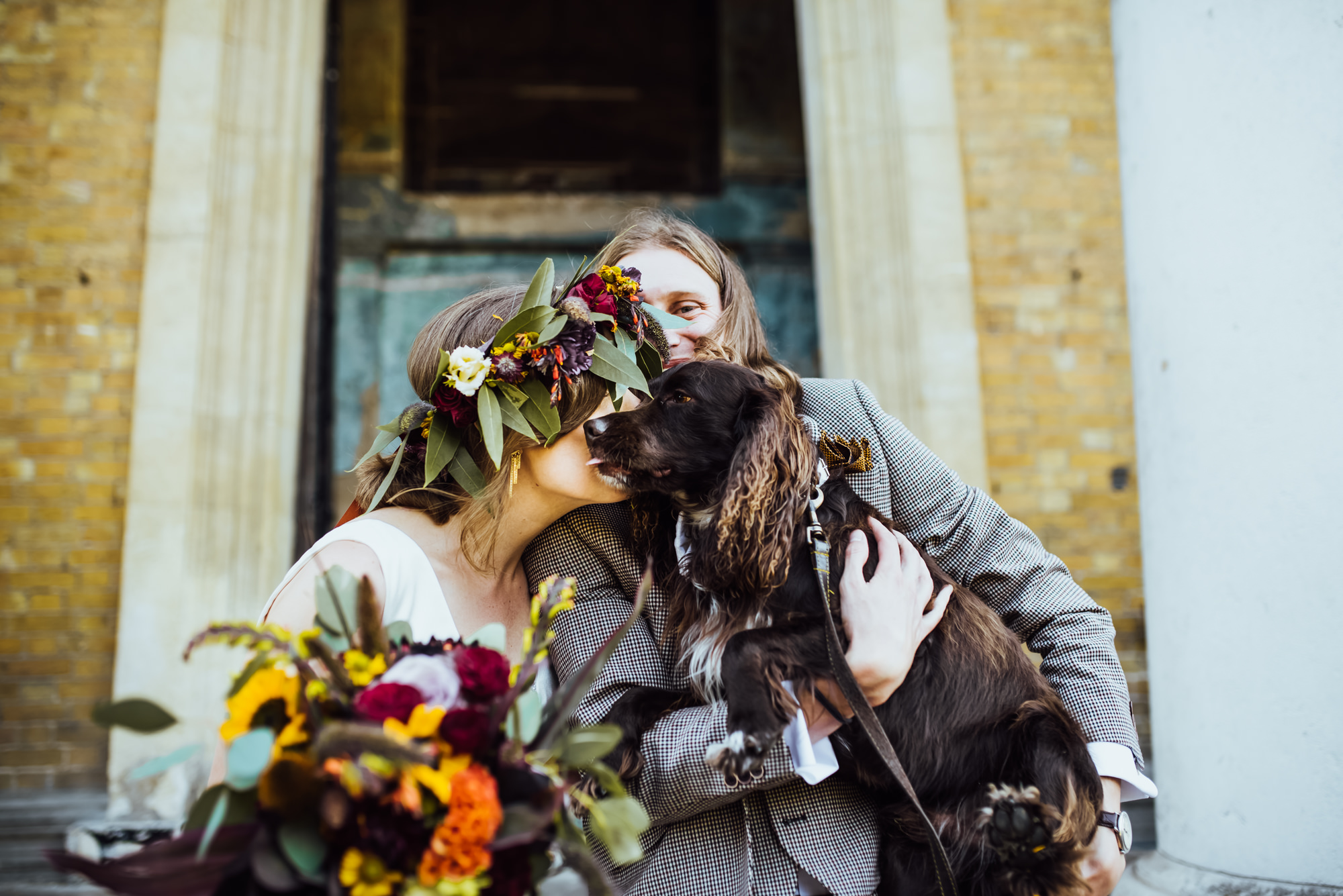 dogs at weddings, asylum chapel wedding, peckham wedding, london wedding venue