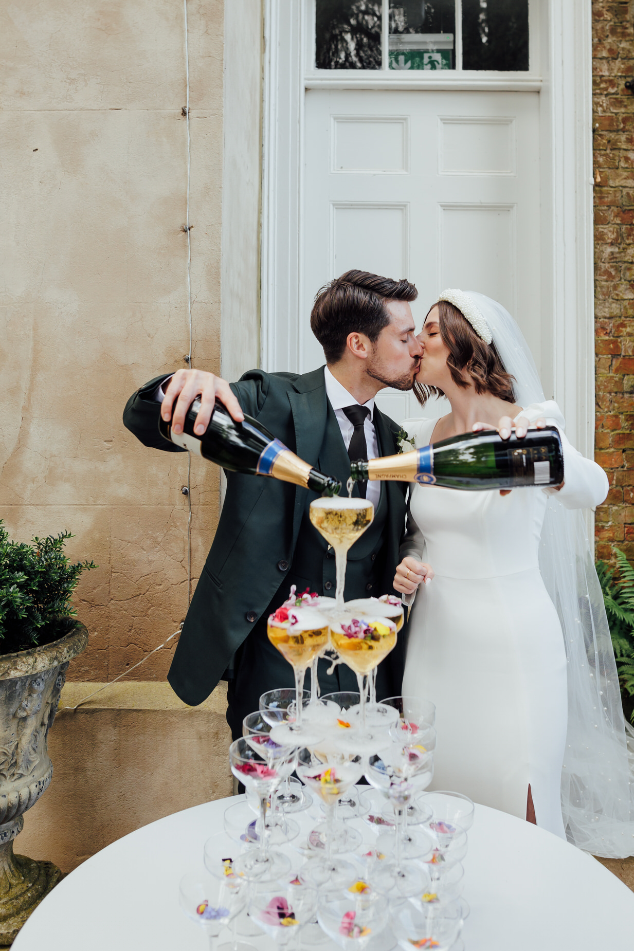 champagne tower, authentic wedding photography, Aswarby Rectory Wedding, michelle wood photographer