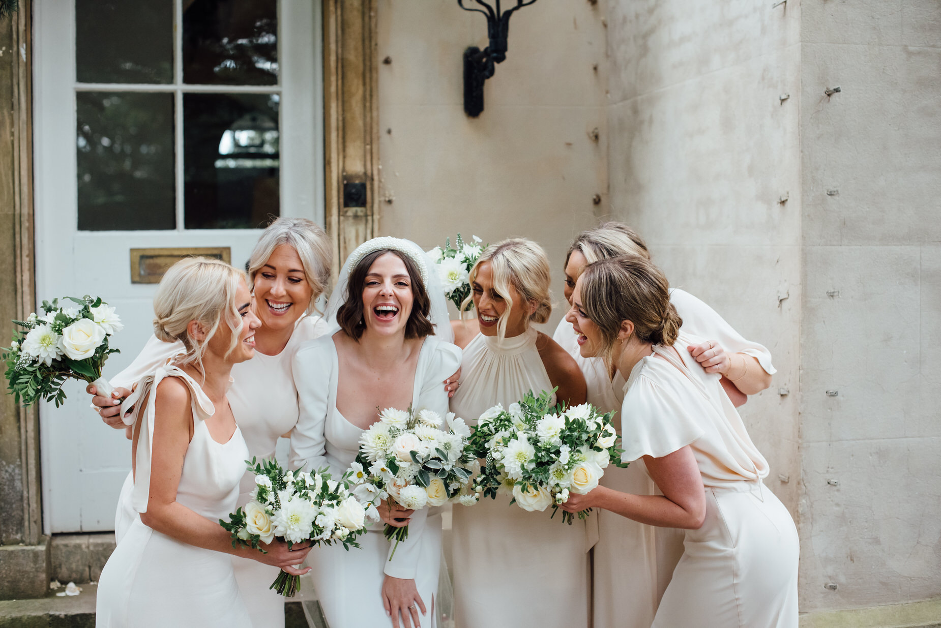 bridesmaids, squad shot, Aswarby bride, authentic wedding photography, Aswarby Rectory Wedding, michelle wood photographer